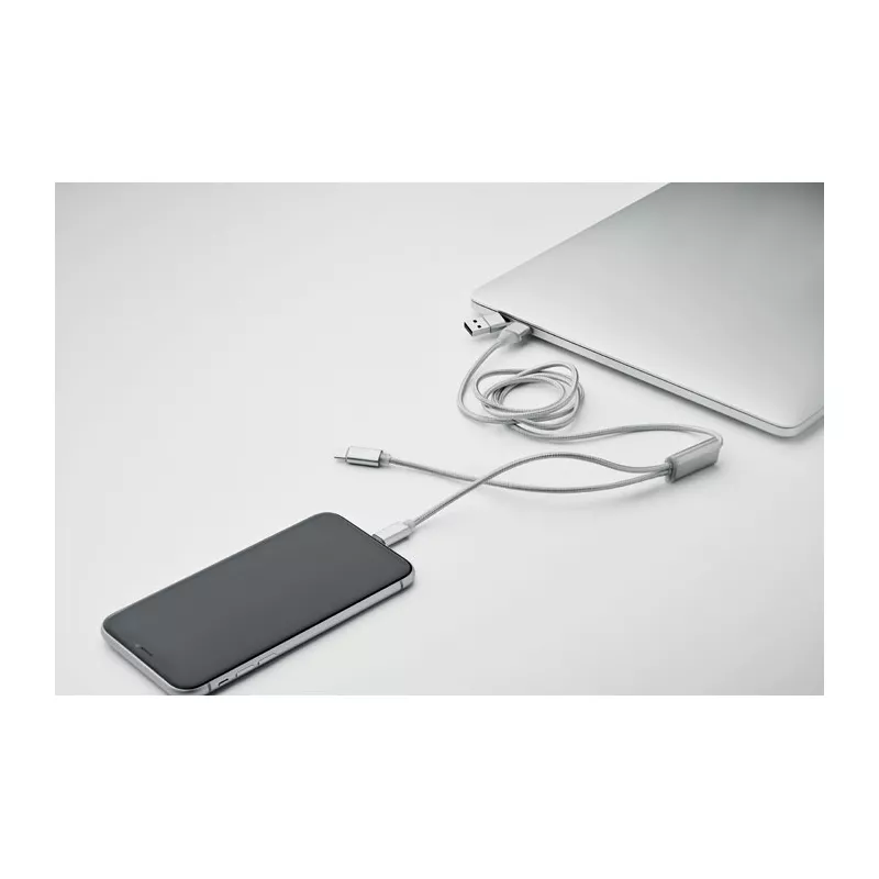 Kabel do ładowania aluminiowy 2w1 120 cm CABLONG - Srebrny (MO2081-14)