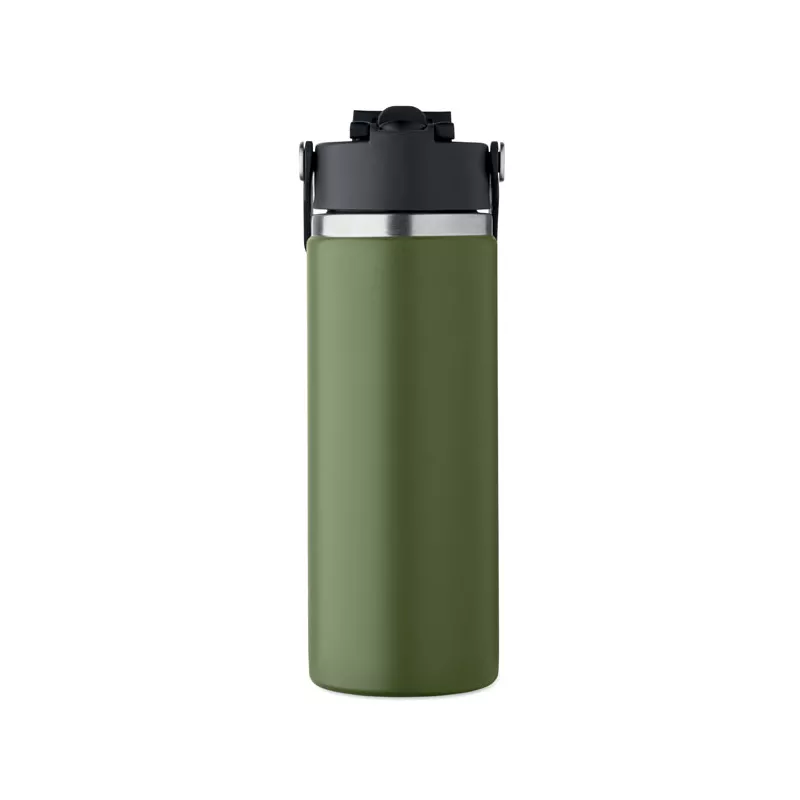 Butelka termiczna ze słomką 500 ml SUMA GRIP - Ciemnozielony (MO2775-60)