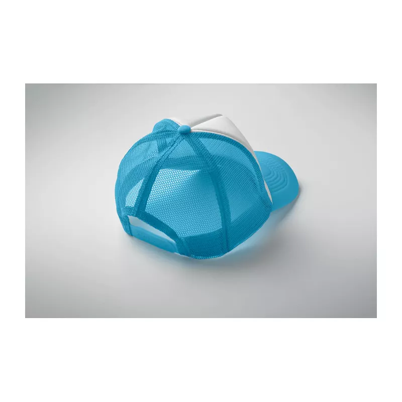 Czapka trucker 5-panelowa 150 g/m² BUBBLE - Biały/Turkusowy (MO2269-86)