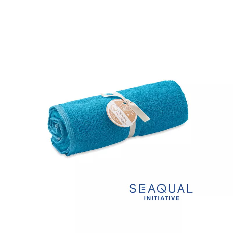 Ręcznik żakardowy SEAQUAL® 70x140 cm 500 g/m² SAND - Turkusowy (MO2059-12)