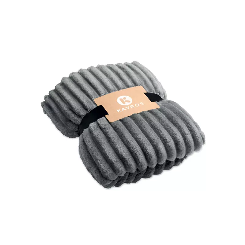 Koc polarowy RPET w paski 130x170 cm 450 g/m² NIEVE - Kamienny Szary (MO3184-15)