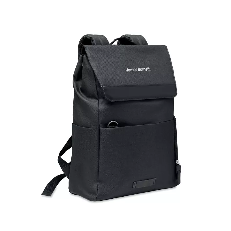 Plecak na laptop 15" z RPET z zatrzaskiem DAEGU LAP - Czarny (MO6464-03)