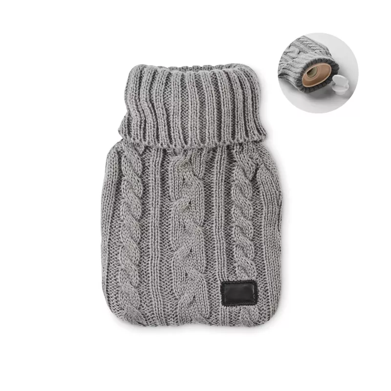 Termofor 400 ml w dzianinowym pokrowcu TOASTY - Szary (MO2720-07)