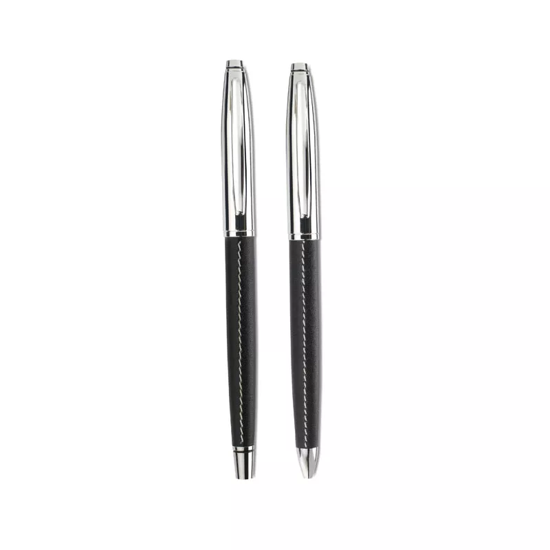 Zestaw piśmienny metalowy w etui ze skóry PU BALTIMORE - Czarny (MO7475-03)