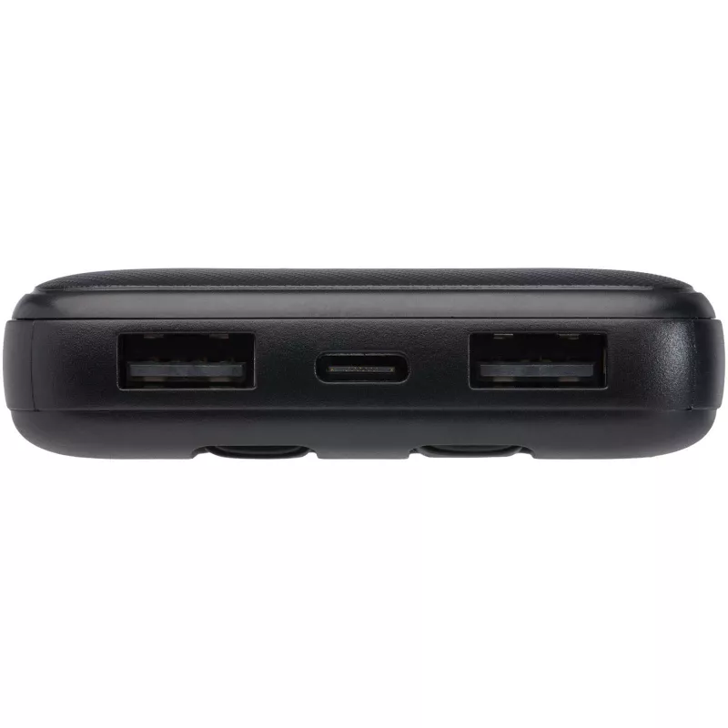 Adhil powerbank o pojemności 10.000 mAh i mocy 10 W z tworzyw sztucznych pochodzących z recyklilngu z 2 wbudowanymi kablami - Czarny (12445990)
