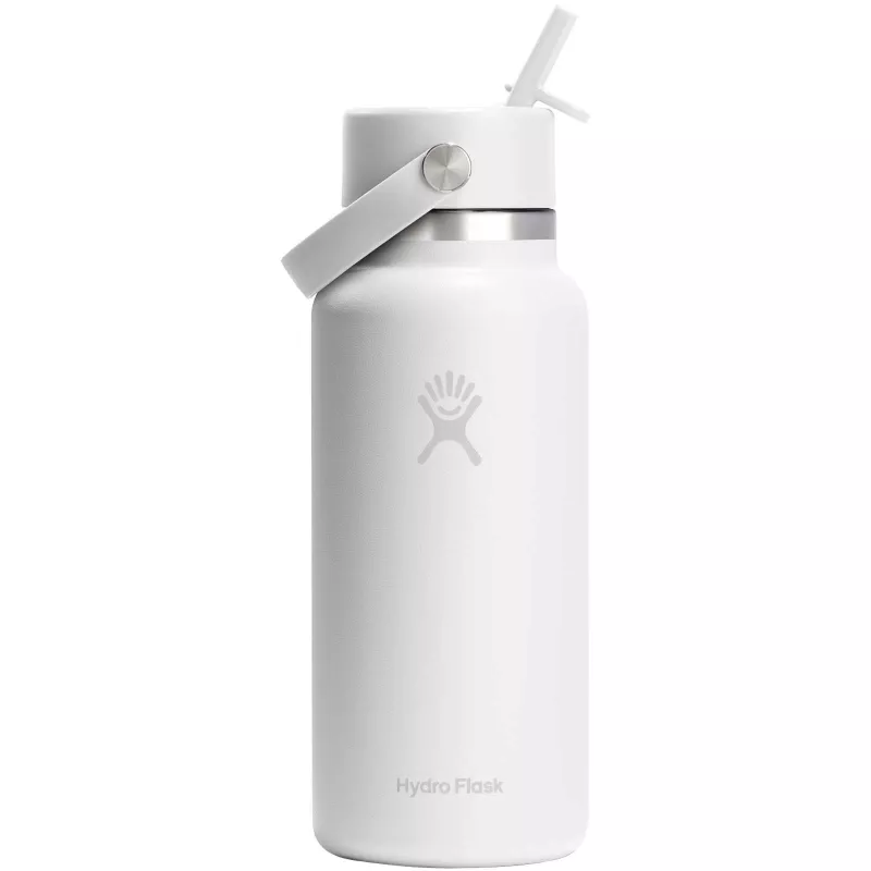 Hydro Flask Wide Mouth 946 ml – termoizolowana butelka na wodę ze stali nierdzewnej, z nakrętką ze słomką - Czarny (10099290)
