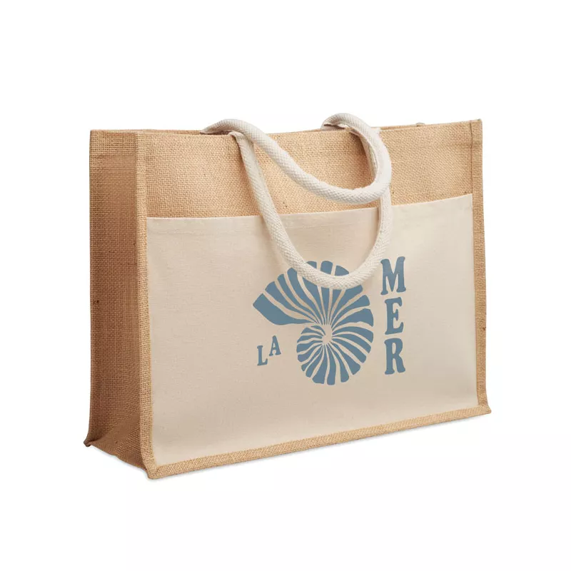Torba z juty i płótna z kieszenią 280 g/m² BAGA - Bezowy (MO2858-13)