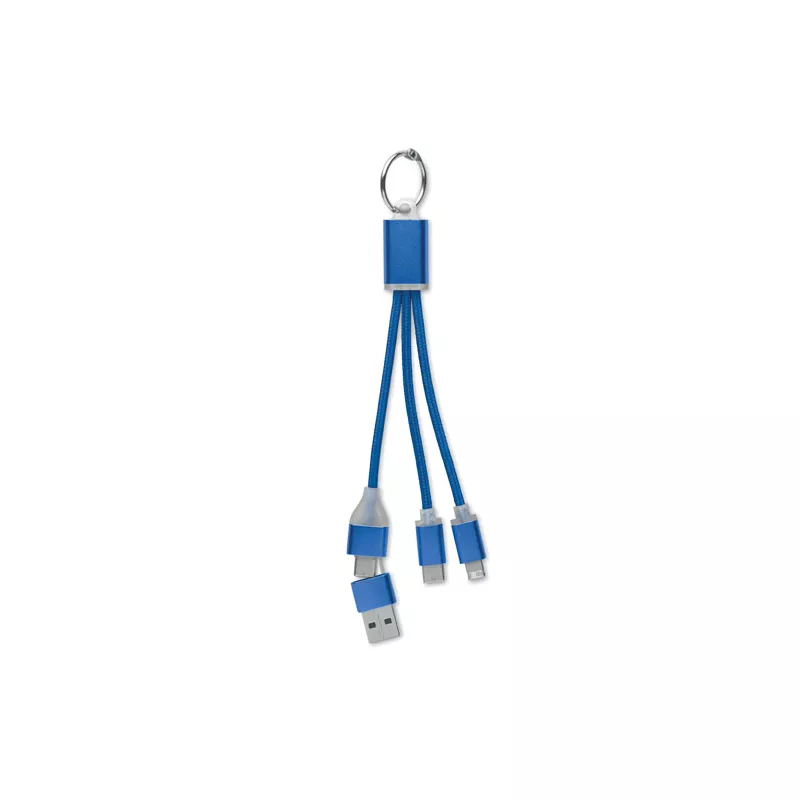 Kabel do ładowania 4 w 1 z brelokiem BLUE - Niebieski (MO2141-37)