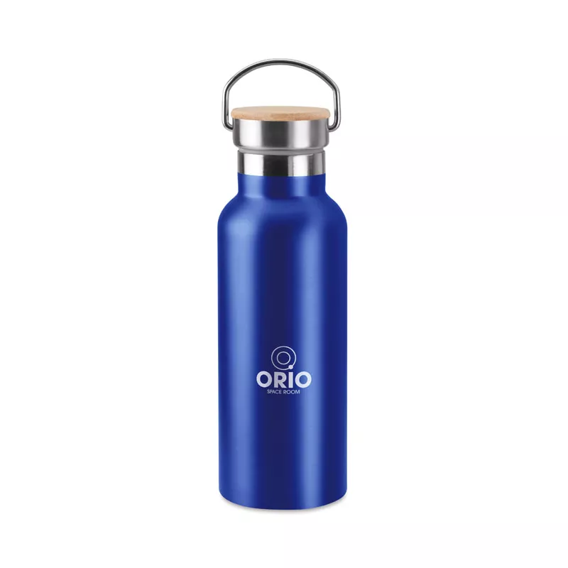 Termos dwuścienny z bambusową pokrywką 500 ml HELSINKI - Niebieski (MO9431-04)