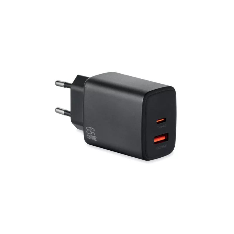 Ładowarka sieciowa GaN 65W USB-C i USB-A EXTEN - Czarny (MO2979-03)