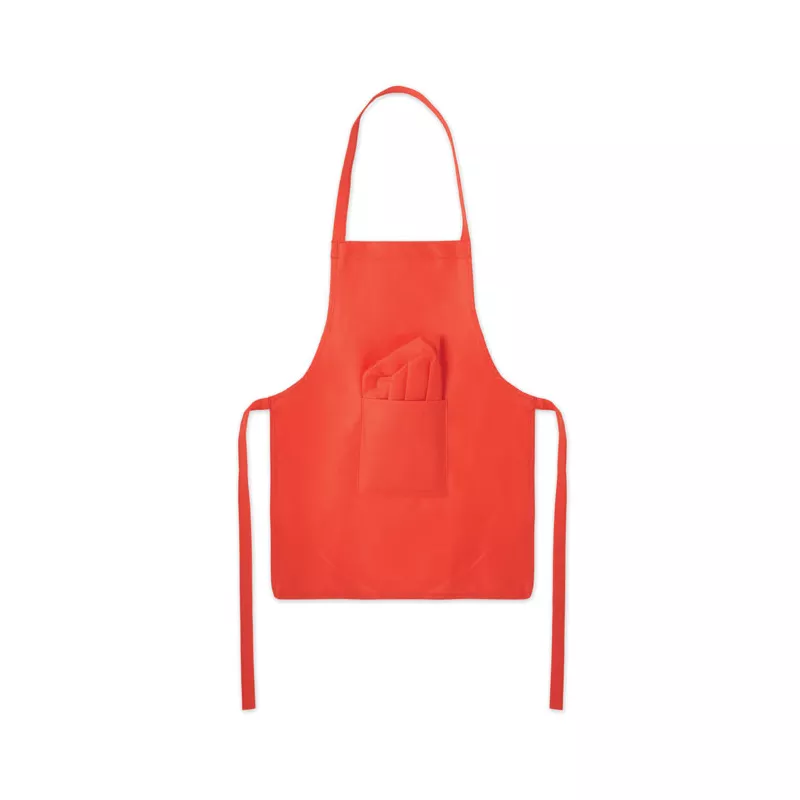 Fartuch i czapka kucharska dla dzieci 80 g/m² KID CHEF - Czerwony (MO2826-05)