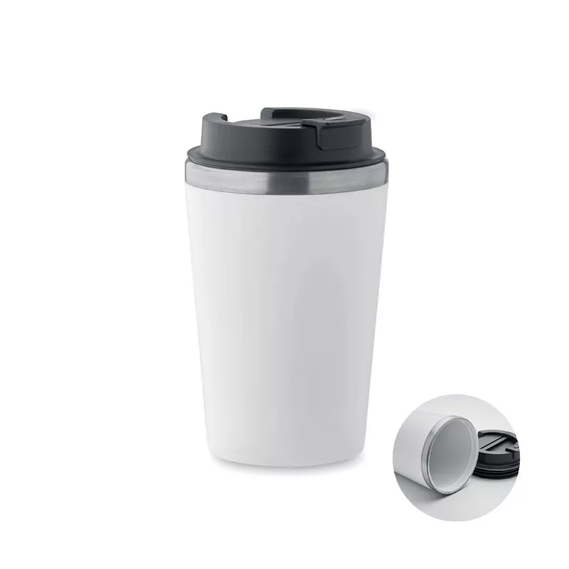 Kubek dwuścienny z powłoką ceramiczną 350 ml BLERM - Bialy (MO2572-06)