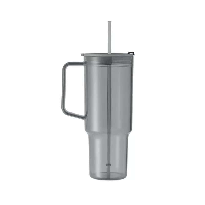 Kubek z RPET ze słomką 1200 ml MUGORA - Przezroczysty Szary (MO2964-27)