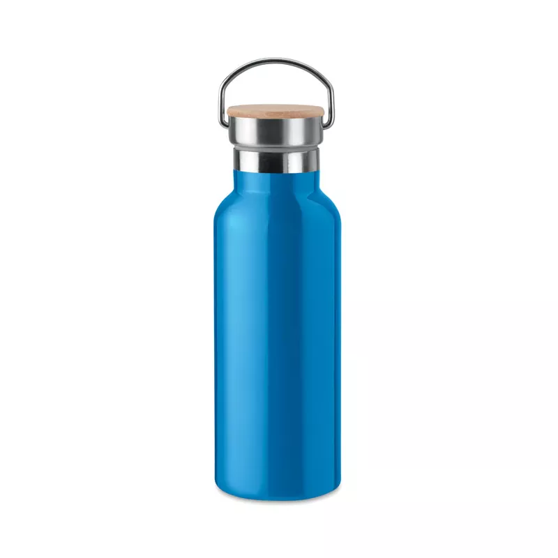Termos dwuścienny z bambusową pokrywką 500 ml HELSINKI - Turkusowy (MO9431-12)