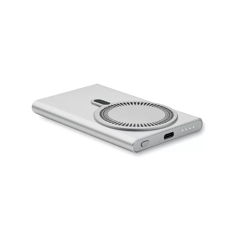 Powerbank magnetyczny 5000 mAh 15W z aluminium PAWTT - Srebrny Mat (MO2442-16)