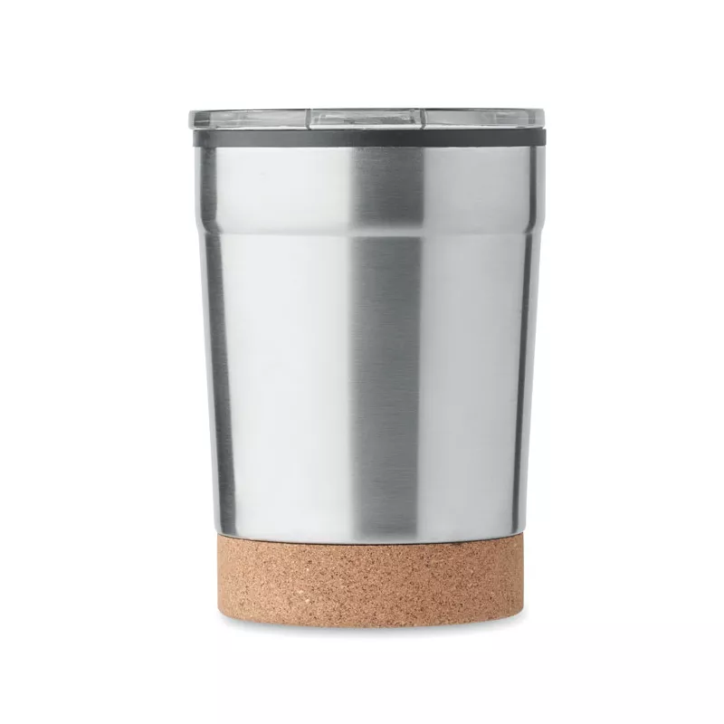 Kubek termiczny 300 ml z korkową podstawką NOMU - Srebrny Mat (MO2187-16)