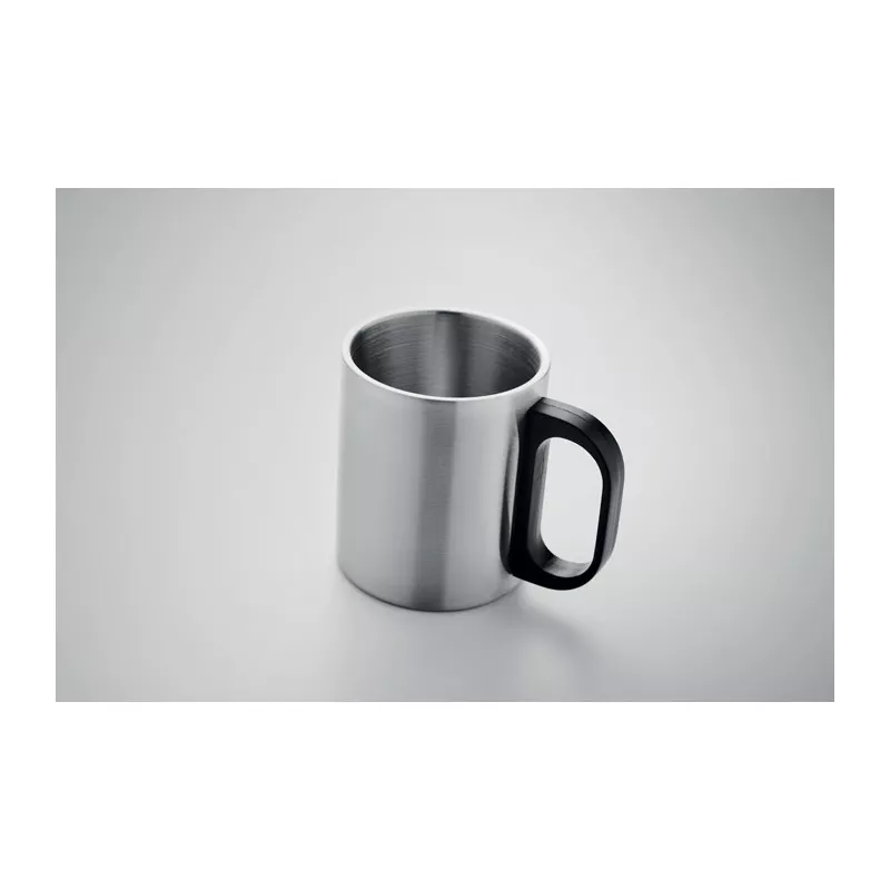 Kubek dwuścienny stalowy z uchwytem 300 ml TANISS - Srebrny Mat (MO6600-16)