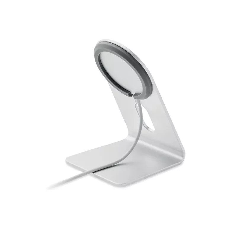 Ładowarka magnetyczna 15W z podstawką MELIS - Srebrny Mat (MO6417-16)