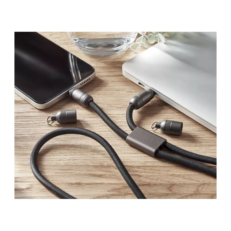 Smycz do telefonu z kablem 60W USB-C SHAKA - Czarny (MO2585-03)