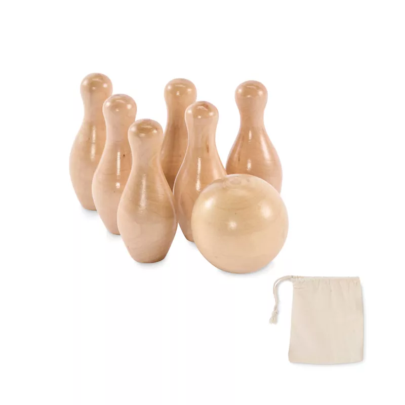 Mini kręgle z drewna sosnowego w woreczku BOLITO - Drewna (MO2434-40)