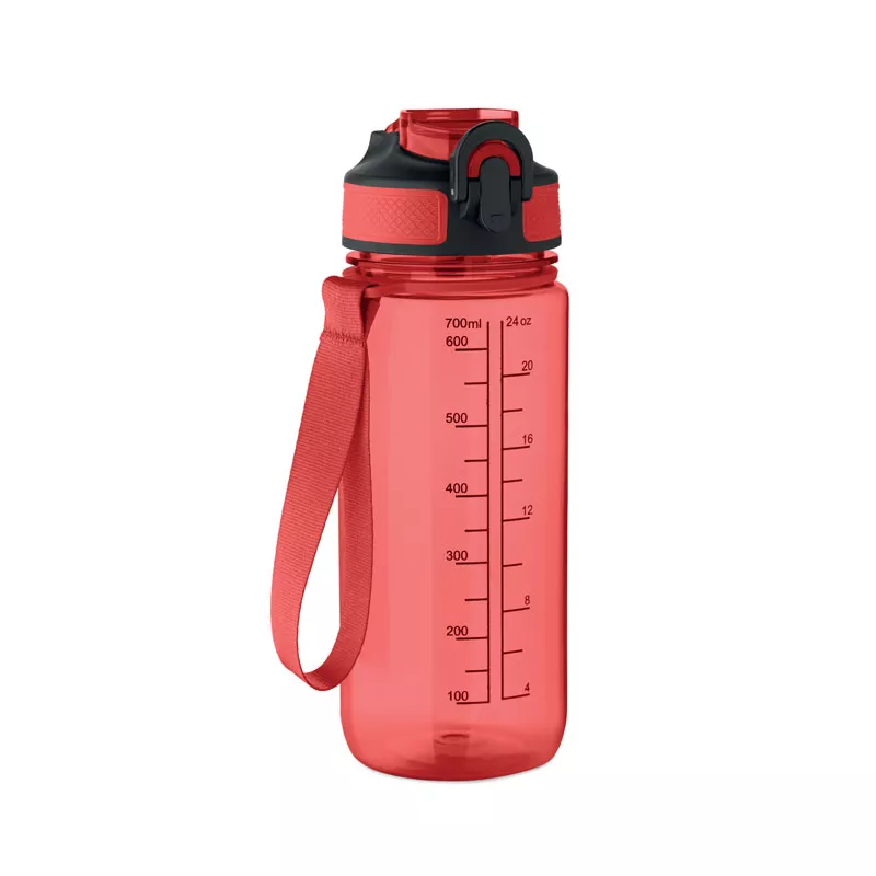 Butelka sportowa motywacyjna z RPET 700 ml ENKEL - Przezroczysty Czerwony (MO2792-25)