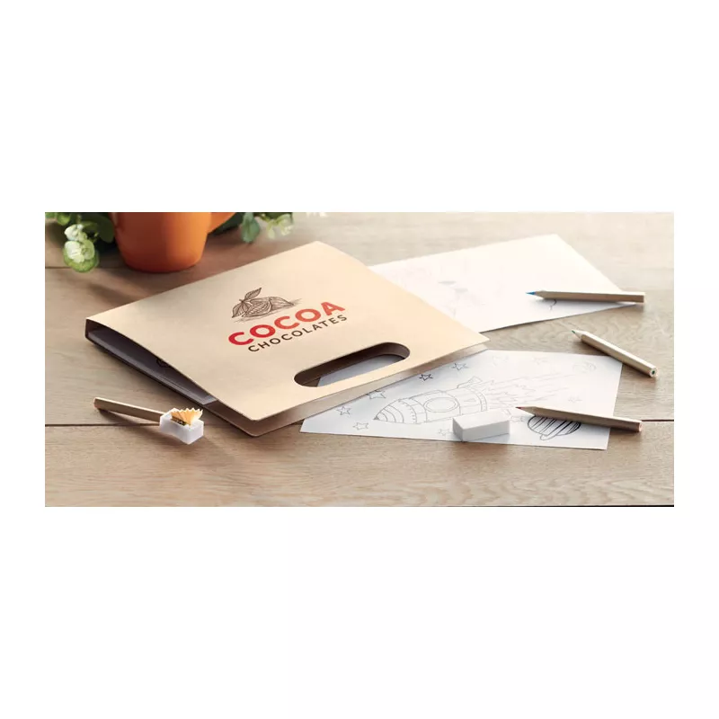 Zestaw do kolorowania z 6 kredkami FOLDER2 GO - Bezowy (MO9544-13)