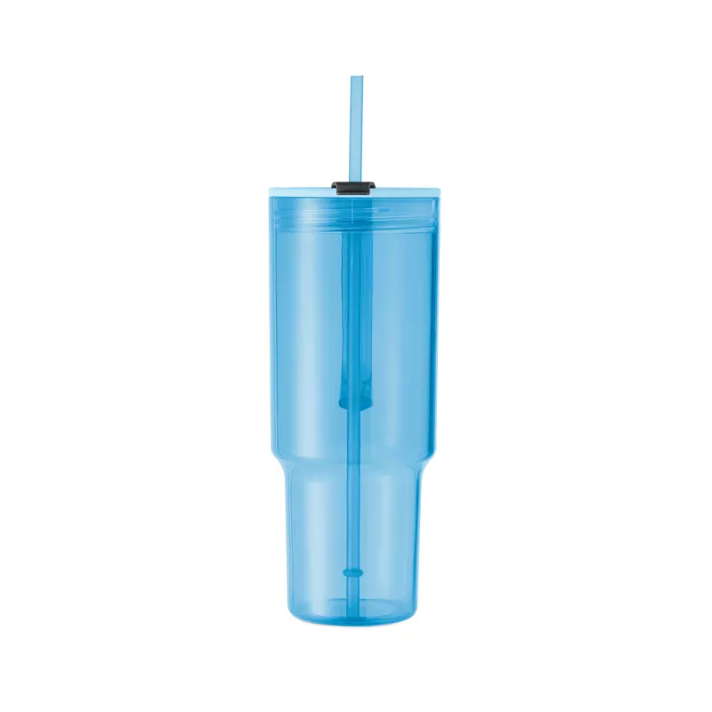 Kubek z RPET ze słomką 1200 ml MUGORA - Przezroczysty Blekitny (MO2964-52)