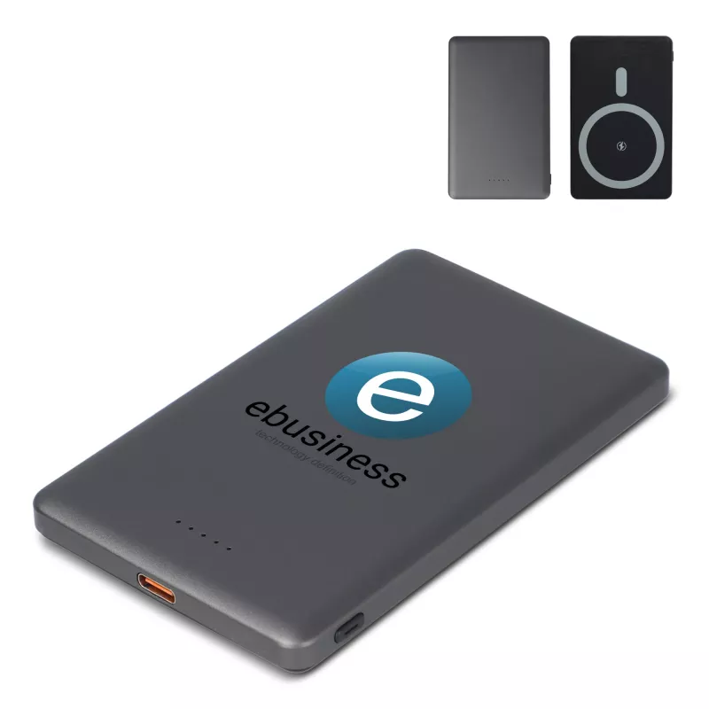 Bezprzewodowy powerbank Nexus kompatybilny z MagSafe R-ABS 5000mAh - czarny / stalowoszary (LT95510-N0235)