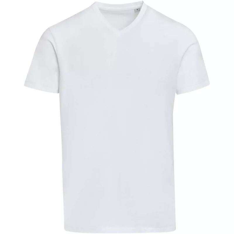 Balfour organiczna koszulka unisex z krótkim rękawem i dekoltem w serek, wykonana z materiału o gramaturze 200 g/m², z certyf - Biały (39665-WHITE)