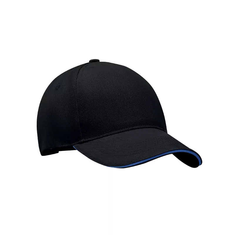 Czapka z daszkiem 5-panelowa 260 g/m² LONG BEACH SINGA - Czarny/Granatowy (MO6875-81)