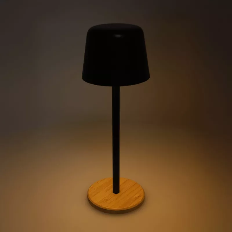 Lampa stołowa Solis z regulacją jasności i podstawą z bambusa - czarny (LT93353-N0002)
