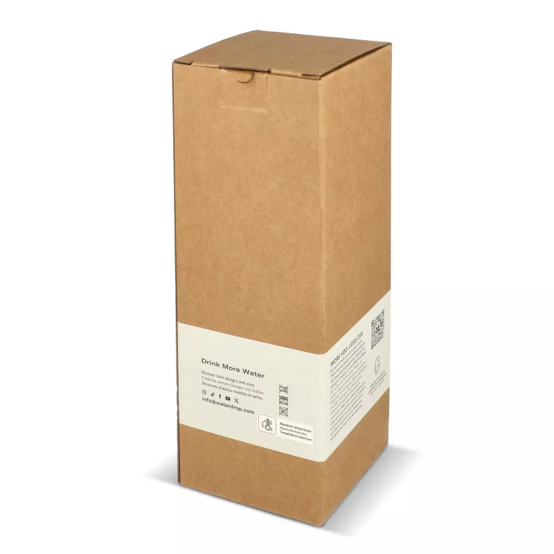 Butelka ze stali nierdzewnej Waterdrop z bambusową nakrętką 600 ml - biały (LT47002-N0001)