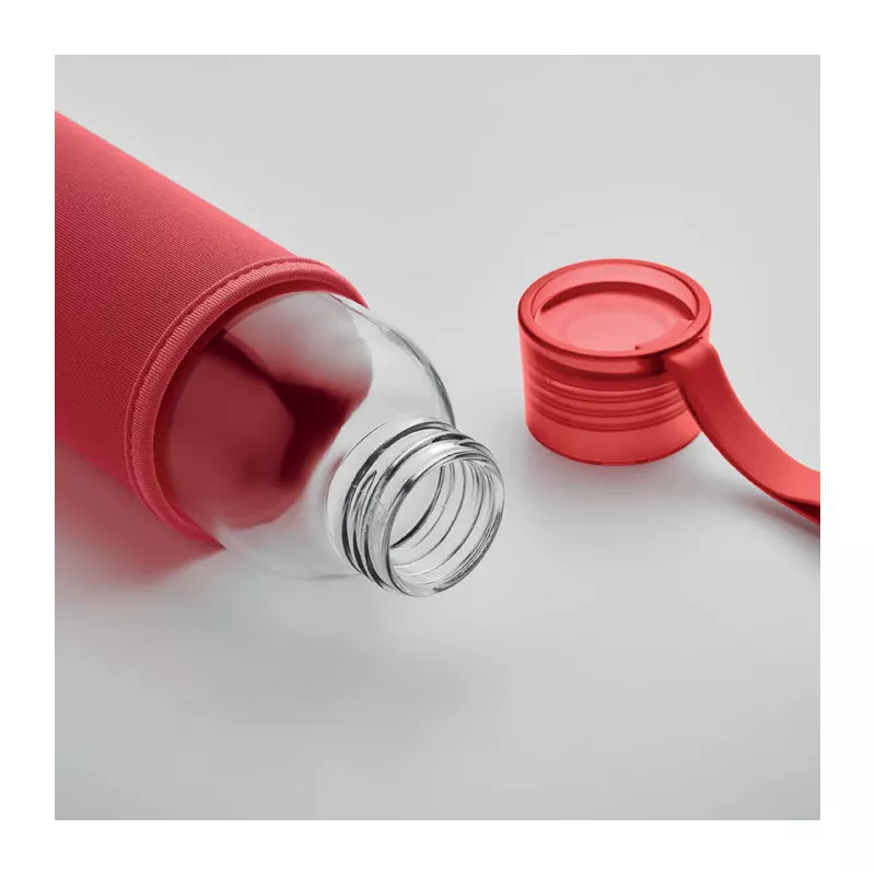 Butelka szklana z recyklingu 500 ml w etui EBOR - Czerwony (MO2089-05)