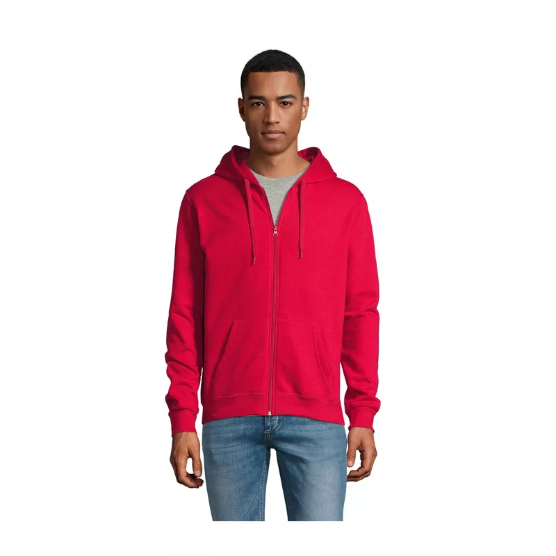 Bluza unisex z kapturem rozpinana 260 g/m² Sol's STONE - Czerwony (S01714-RD)