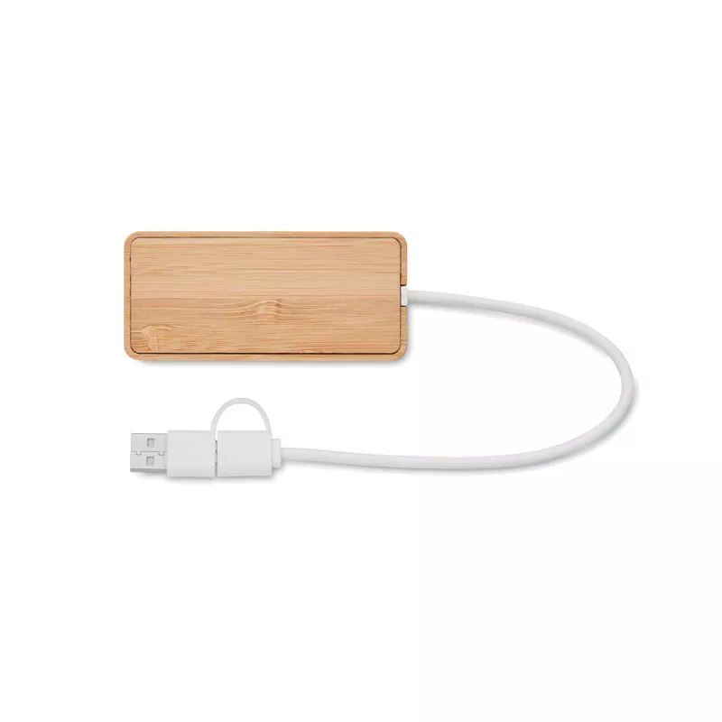 Hub USB 3-portowy w bambusowej obudowie HUBBAM - Drewna (MO2143-40)