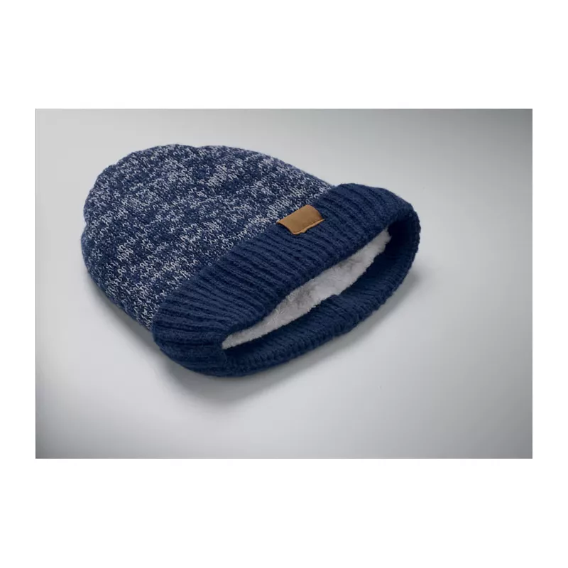 Czapka dzianinowa unisex z podszewką polarową PUNTOS - Niebieski (MO3221-04)