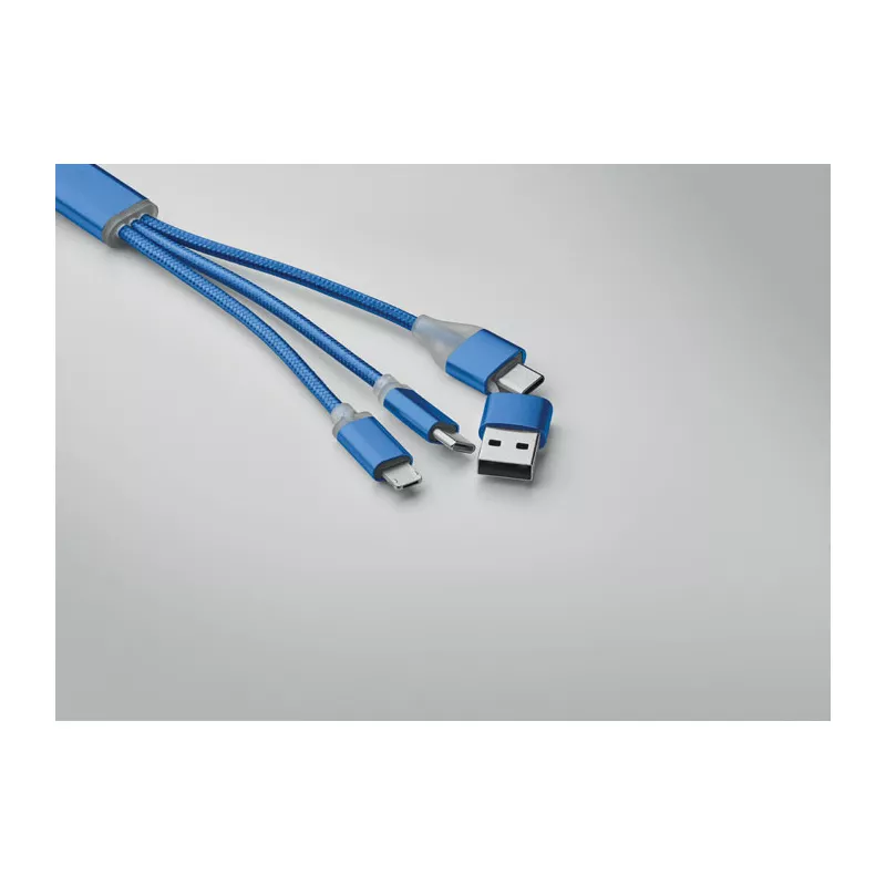 Kabel do ładowania 4 w 1 z brelokiem BLUE - Niebieski (MO2141-37)