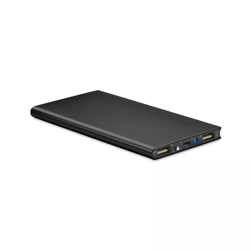 Powerbank solarny z aluminium 8000 mAh SOLAR POWERFLAT - Czarny (MO9051-03)