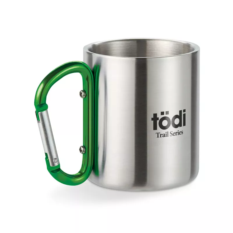 Kubek stalowy dwuścienny z karabinkiem 220 ml TRUMBO - Zielony (MO8313-09)