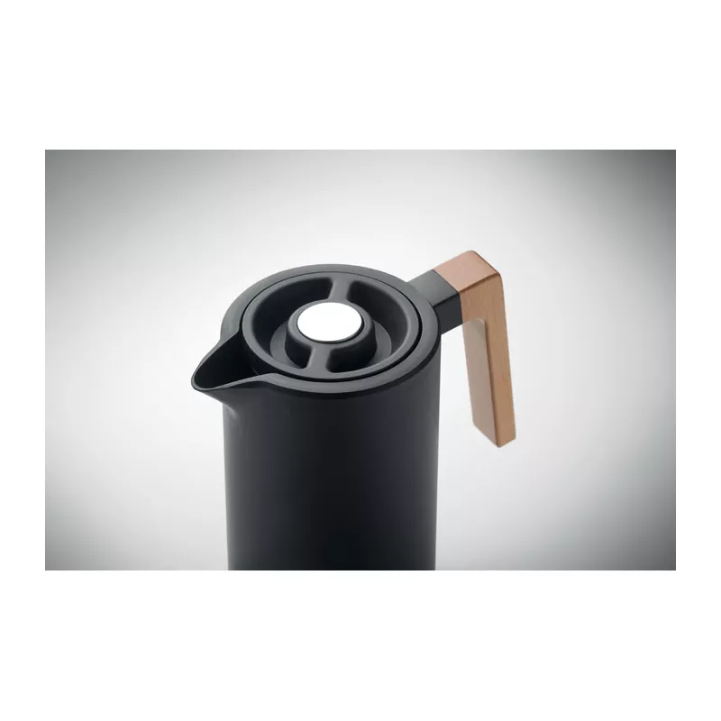 Dzbanek termiczny 1000 ml z drewnianym uchwytem SERVIR - Czarny (MO2674-03)