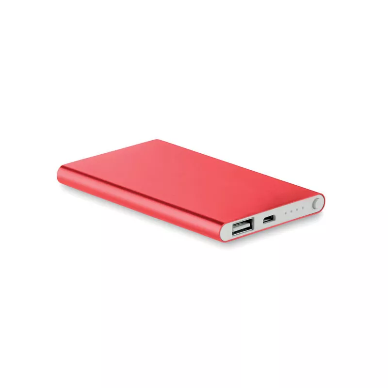 Powerbank płaski aluminiowy 4000 mAh POWERFLAT - Czerwony (MO8735-05)