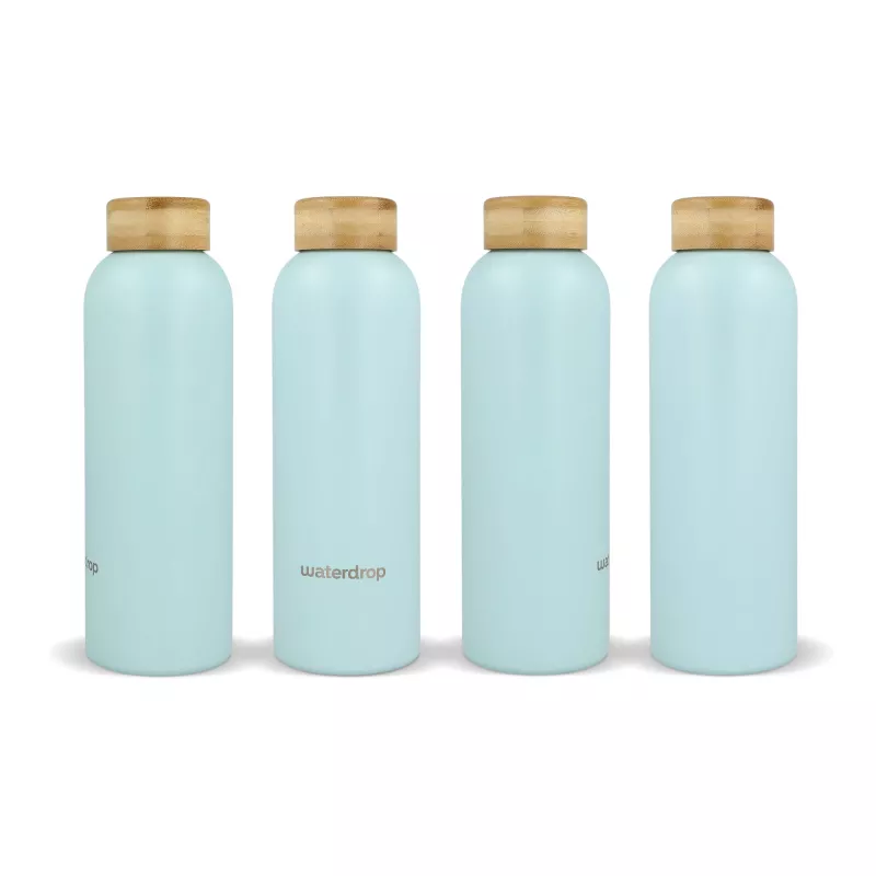 Butelka ze stali nierdzewnej Waterdrop z bambusową nakrętką 600 ml - pastelowoniebieski (LT47002-N0016)