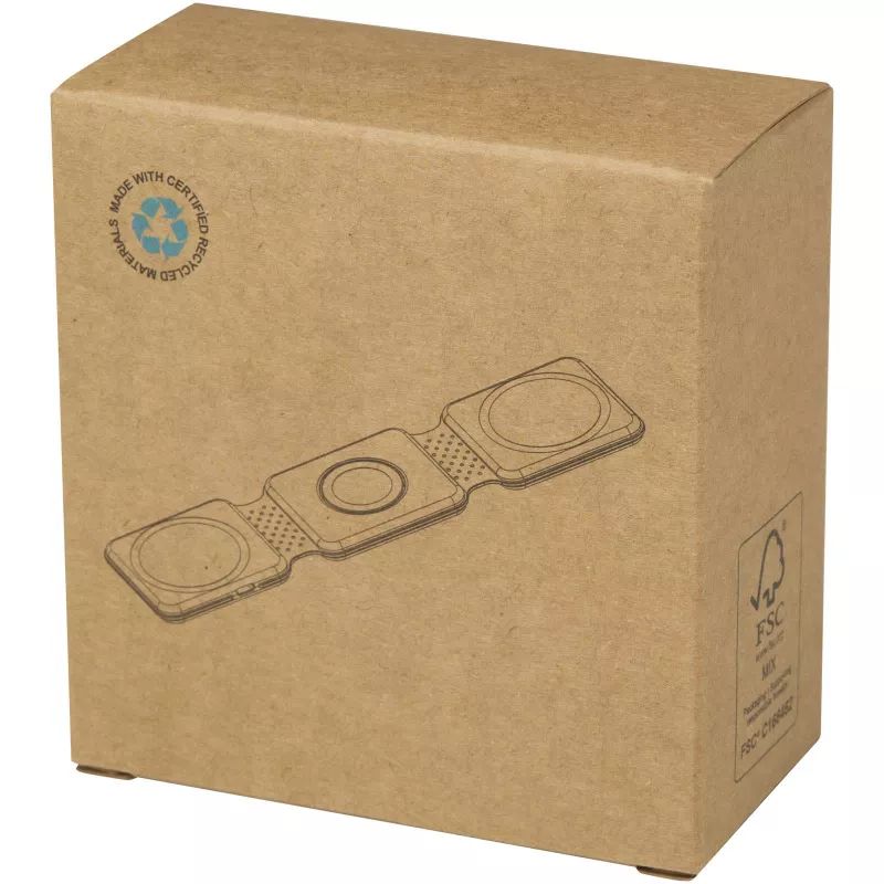 Armus zestaw 3 w 1 ze składaną ładowarką bezprzewodową 15 W z tworzyw sztucznych pochodzących z recyklingu - Czarny (12449890)