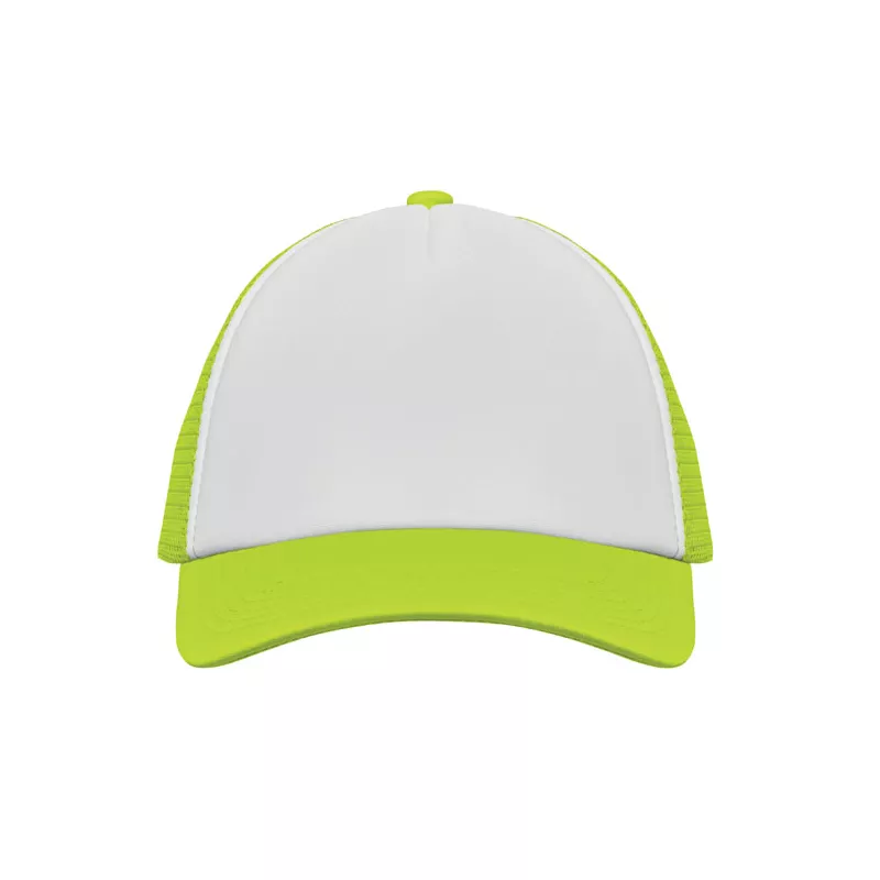Czapka trucker 5-panelowa 150 g/m² BUBBLE - Biały/Neonowy Żółty (MO2269-84)