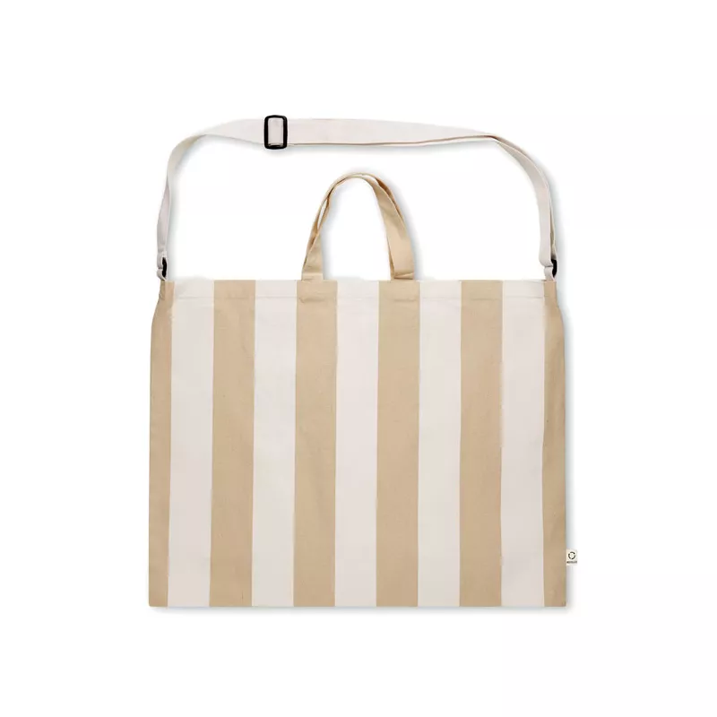 Torba plażowa duża w paski 280 g/m² LAGUNA - Bialy (MO2555-06)