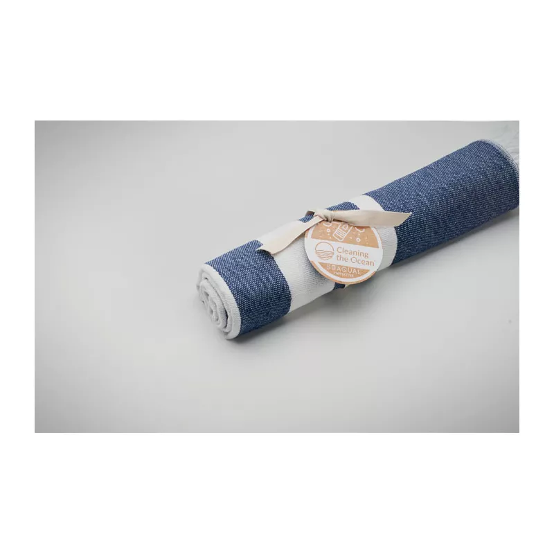 Ręcznik hammam SEAQUAL® 100x170 cm 300 g/m² WAVE - Niebieski (MO2058-04)