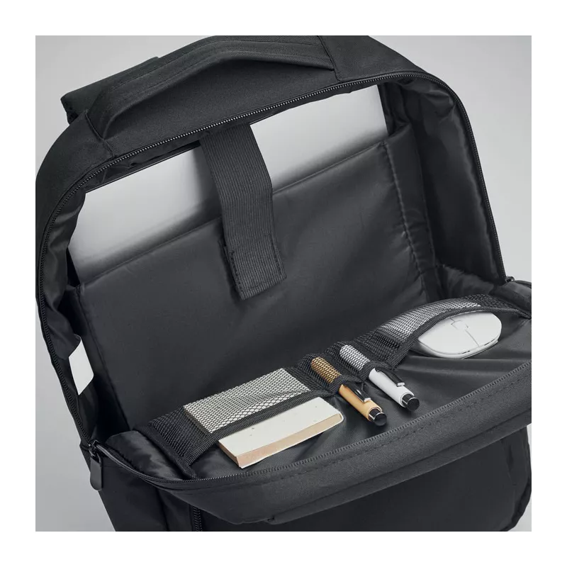 Plecak na laptop 13" z RPET z kablem USB SEOUL - Czarny (MO6328-03)