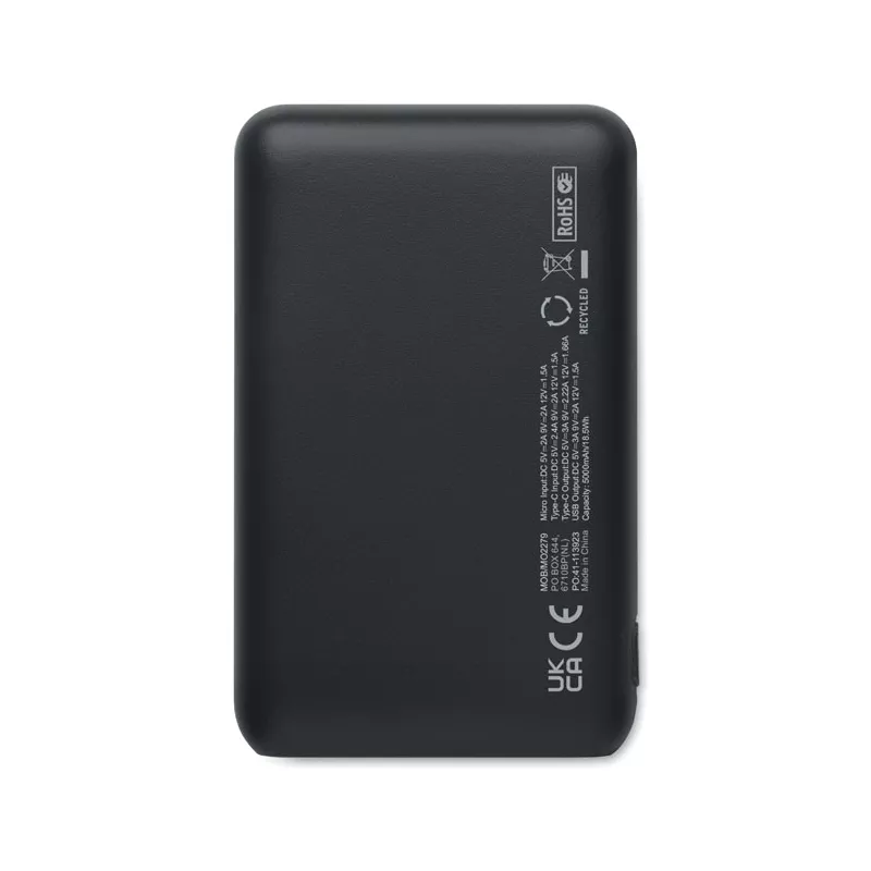 Powerbank 5000 mAh z ABS z recyklingu POWER52C - Czarny (MO2279-03)