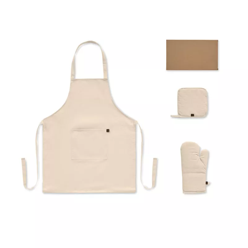Fartuch z rękawicą i łapką 180 g/m² GALA SET - Bezowy (MO3171-13)