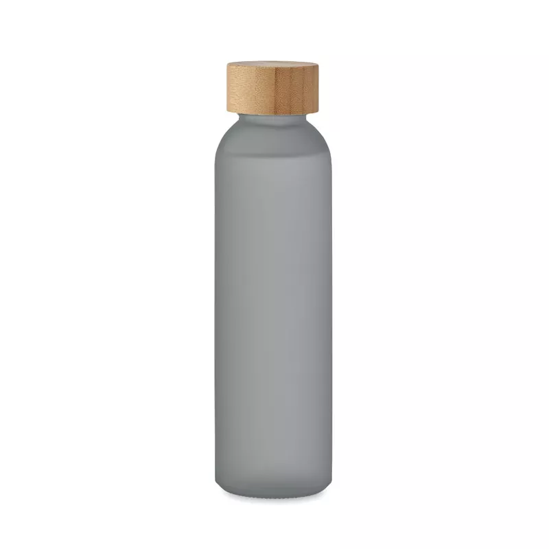 Butelka szklana matowa 500 ml z bambusową zakrętką ABE - Przezroczysty Szary (MO2105-27)